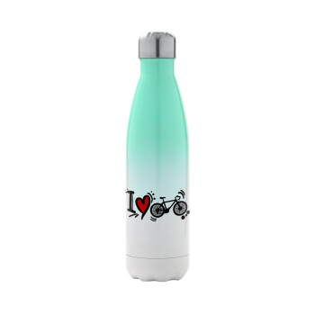 I love my bike, Metal mug thermos Green/White (Stainless steel), double wall, 500ml