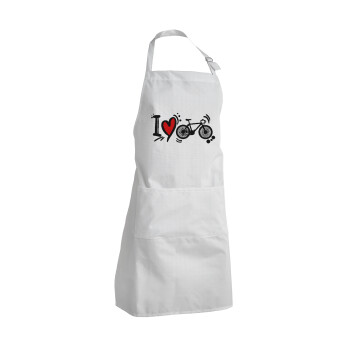 I love my bike, Adult Chef Apron (with sliders and 2 pockets)