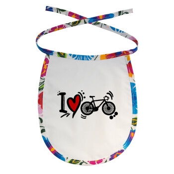 I love my bike, Σαλιάρα μωρού αλέκιαστη με κορδόνι Χρωματιστή
