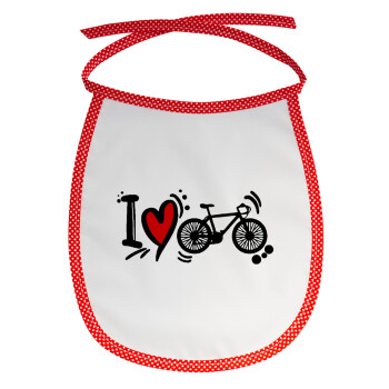 I love my bike, Σαλιάρα μωρού αλέκιαστη με κορδόνι Κόκκινη