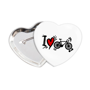 I love my bike, Κονκάρδα παραμάνα καρδιά (57x52mm)
