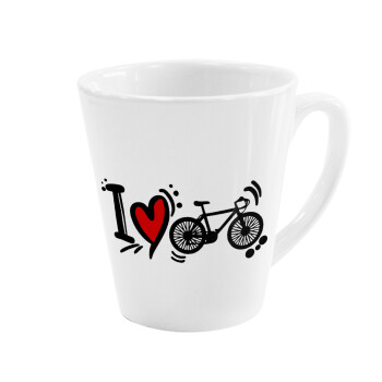 I love my bike, Κούπα κωνική Latte Λευκή, κεραμική, 300ml