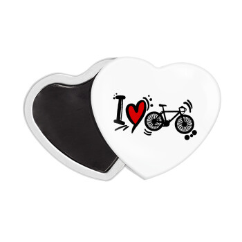 I love my bike, Μαγνητάκι καρδιά (57x52mm)