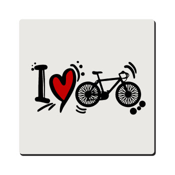 I love my bike, Τετράγωνο μαγνητάκι ξύλινο 6x6cm