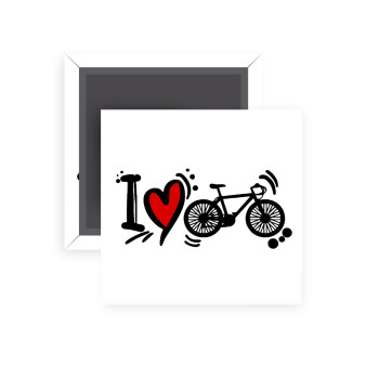 I love my bike, Μαγνητάκι ψυγείου τετράγωνο διάστασης 5x5cm