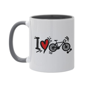 I love my bike, Mug colored grey, ceramic, 330ml