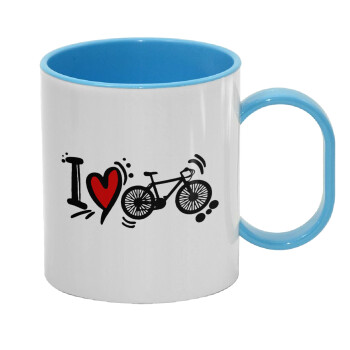 I love my bike, Κούπα (πλαστική) (BPA-FREE) Polymer Μπλε για παιδιά, 330ml