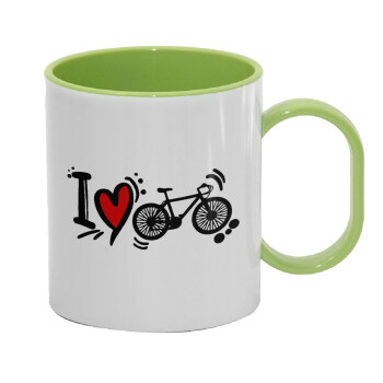 I love my bike, Κούπα (πλαστική) (BPA-FREE) Polymer Πράσινη για παιδιά, 330ml