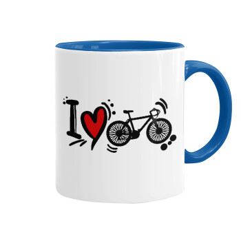 I love my bike, Mug colored blue, ceramic, 330ml