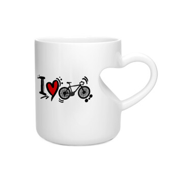 I love my bike, Κούπα καρδιά λευκή, κεραμική, 330ml