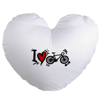 I love my bike, Μαξιλάρι καναπέ καρδιά 40x40cm περιέχεται το  γέμισμα