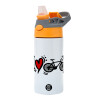 Children's hot water bottle, stainless steel, with safety straw, Orange/Grey (360ml) BPA-FREE