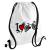 Backpack pouch GYMBAG white, with pocket (40x48cm) & thick cords