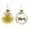 Transparent Christmas tree ball ornament with gold filling 8cm