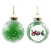 Transparent Christmas tree ball ornament with green filling 8cm