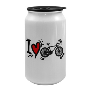 I love my bike, Κούπα ταξιδιού μεταλλική με καπάκι (tin-can) 500ml