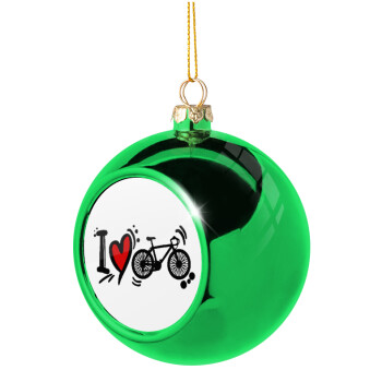 I love my bike, Χριστουγεννιάτικη μπάλα δένδρου Πράσινη 8cm