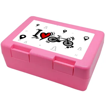 I love my bike, Children's cookie container PINK 185x128x65mm (BPA free plastic)
