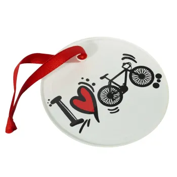I love my bike, Christmas ornament glass 9cm