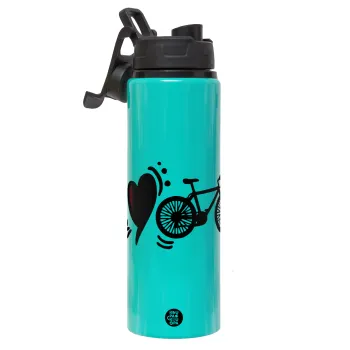 I love my bike, Μεταλλικό παγούρι νερού με καπάκι ασφαλείας, αλουμινίου 850ml