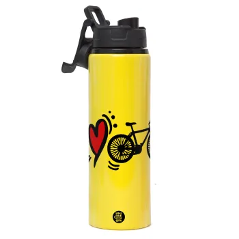 I love my bike, Μεταλλικό παγούρι νερού με καπάκι ασφαλείας, αλουμινίου 850ml
