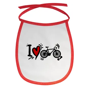 I love my bike, Σαλιάρα μωρού αλέκιαστη με κορδόνι Κόκκινη