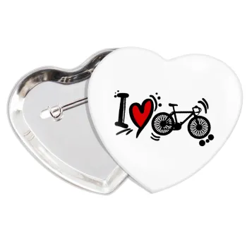I love my bike, Κονκάρδα παραμάνα καρδιά (57x52mm)