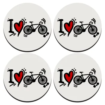 I love my bike, ΣΕΤ 4 Σουβέρ ξύλινα στρογγυλά (9cm)