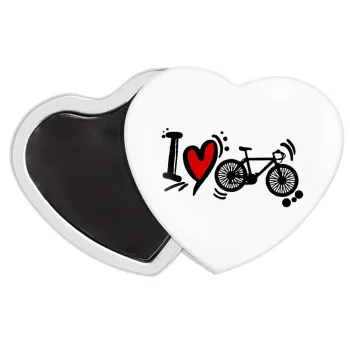 I love my bike, Μαγνητάκι καρδιά (57x52mm)