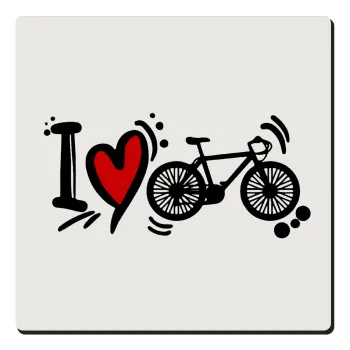 I love my bike, Τετράγωνο μαγνητάκι ξύλινο 6x6cm