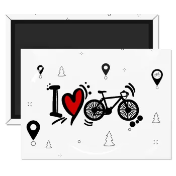 I love my bike, Ορθογώνιο μαγνητάκι ψυγείου διάστασης 9x6cm