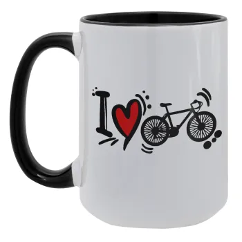 I love my bike, Κούπα Mega 15oz, κεραμική Μαύρη, 450ml