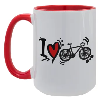 I love my bike, Κούπα Mega 15oz, κεραμική Κόκκινη, 450ml
