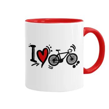 I love my bike, Mug colored red, ceramic, 330ml
