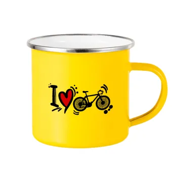 I love my bike, Yellow Enamel Metallic Cup 360ml