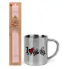 Easter Set, metallic thermal cup (300ml) & aromatic flat Easter candle (30cm) (PINK)