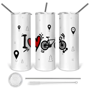 I love my bike, Tumbler stainless steel 600ml, with metal straw & cleaning brush