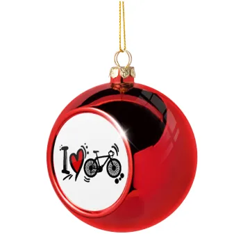 I love my bike, Christmas tree ball Red 8cm