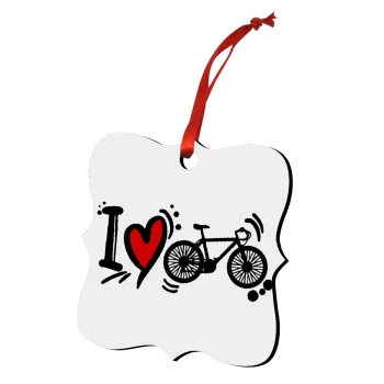 I love my bike, Christmas ornament polygon wooden 7.5cm