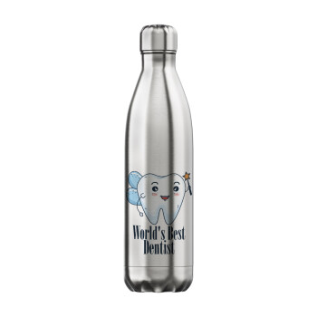 World's Best Dentist, Μεταλλικό παγούρι θερμός Inox (Stainless steel), διπλού τοιχώματος, 750ml