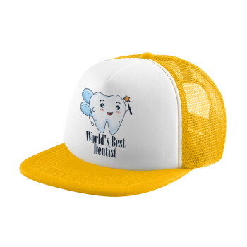 World's Best Dentist, Καπέλο Soft Trucker με Δίχτυ Κίτρινο/White 