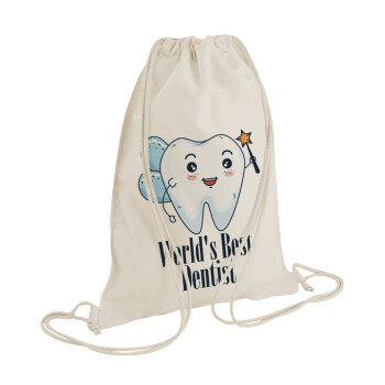 World's Best Dentist, Τσάντα πλάτης πουγκί GYMBAG natural (28x40cm)