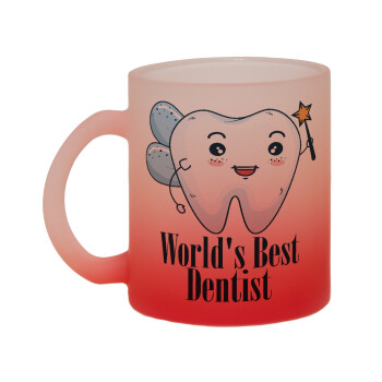 World's Best Dentist, Κούπα γυάλινη δίχρωμη με βάση το κόκκινο ματ, 330ml