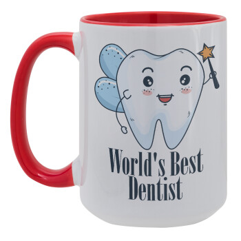 World's Best Dentist, Κούπα Mega 15oz, κεραμική Κόκκινη, 450ml