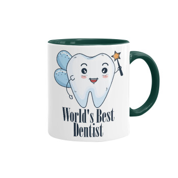 World's Best Dentist, Κούπα χρωματιστή πράσινη, κεραμική, 330ml