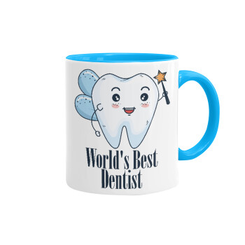 World's Best Dentist, Κούπα χρωματιστή γαλάζια, κεραμική, 330ml