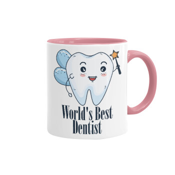 World's Best Dentist, Κούπα χρωματιστή ροζ, κεραμική, 330ml