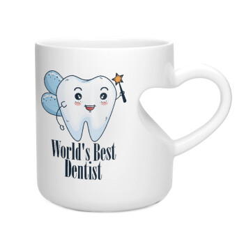 World's Best Dentist, Κούπα καρδιά λευκή, κεραμική, 330ml