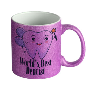 World's Best Dentist, Κούπα Μωβ Glitter που γυαλίζει, κεραμική, 330ml