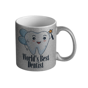 World's Best Dentist, Κούπα Ασημένια Glitter που γυαλίζει, κεραμική, 330ml